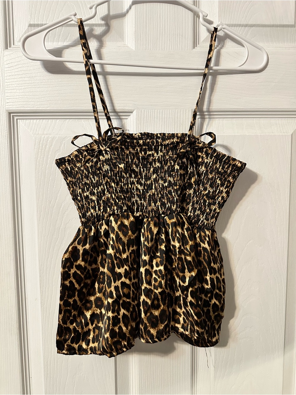 Leopard Print Smocked Cami Top - Brown/Black